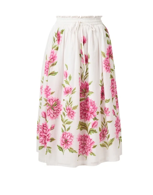 Camila White Floral Print Cotton Skirt