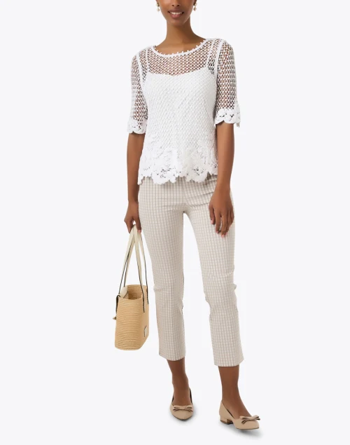 Brigitte Beige Check Cropped Pull On Pant