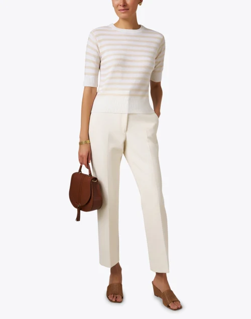 Beige and Ivory Striped Sweater