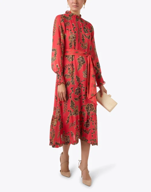 Gwynn Red Floral Print Dress
