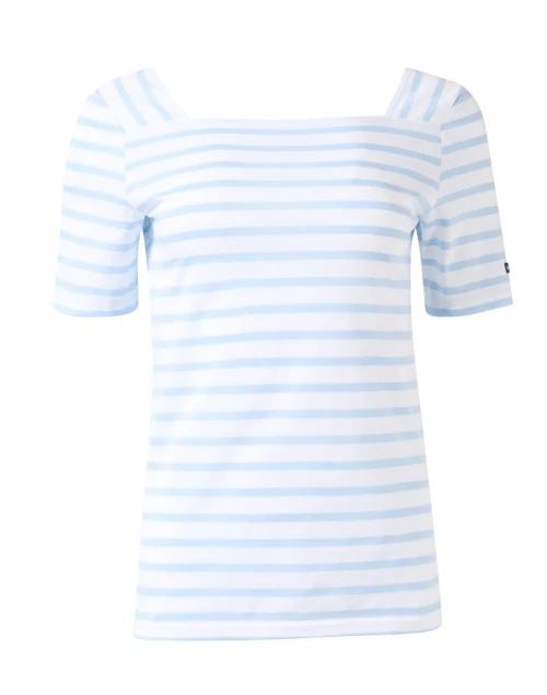 Pleneuf White and Blue Striped Cotton Top