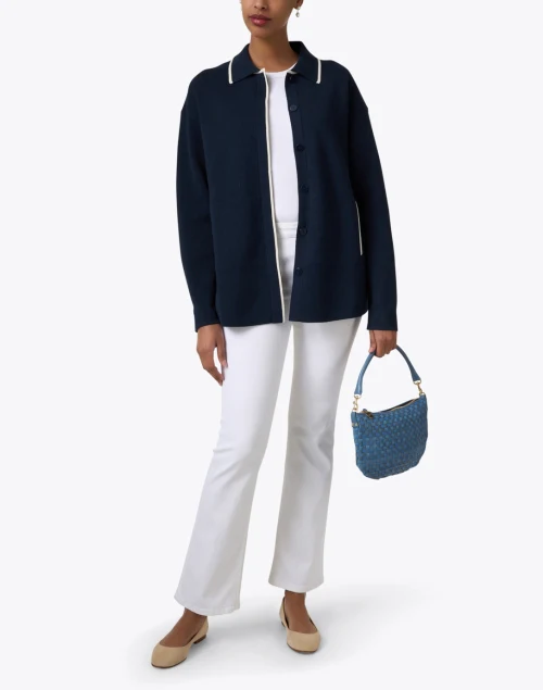 Navy Cotton Knit Jacket