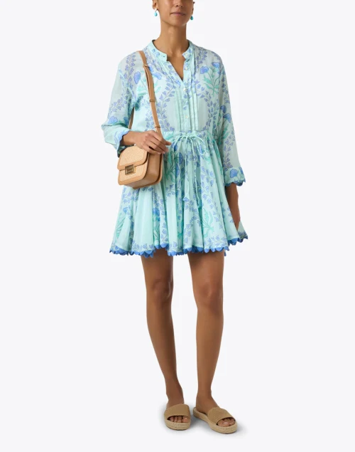 Blue Ginkgo Print Dress