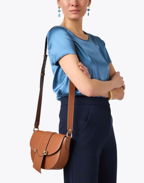 Crescent Tan Leather Crossbody Bag