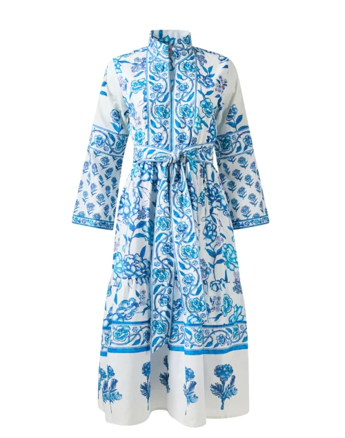 Liza White and Blue Print Dress