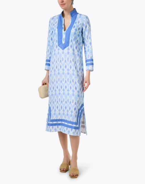 Blue Ikat Cotton Tunic Dress