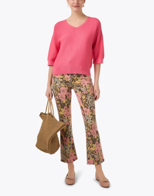 Coral Cotton V-Neck Sweater