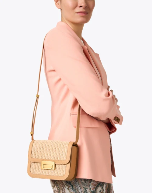 Desi Straw and Leather Crossbody Bag