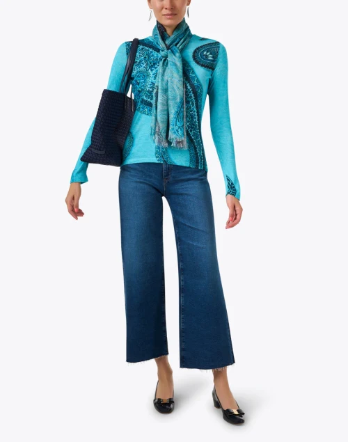 Blue Paisley Print Sweater