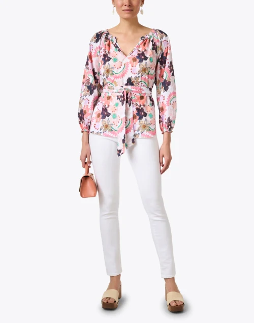 Raquel Pink Multi Print Linen Top