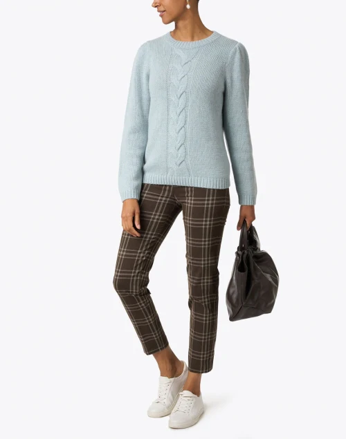 Pars Brown and White Plaid Stretch Pull On Pant
