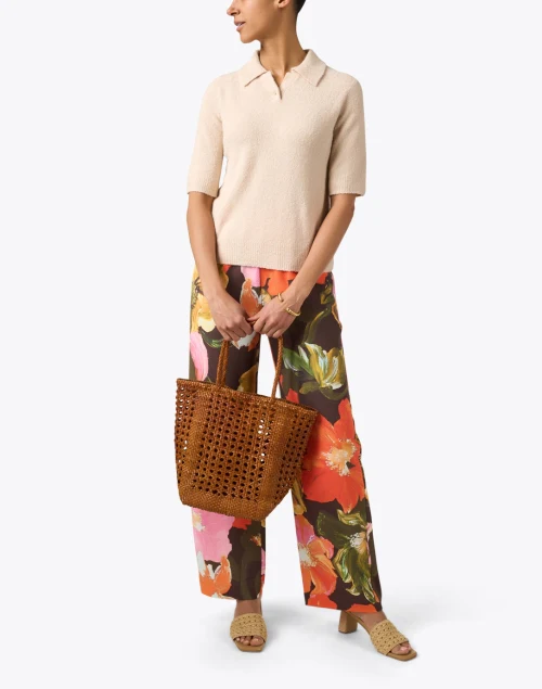 Beige Boucle Polo Top