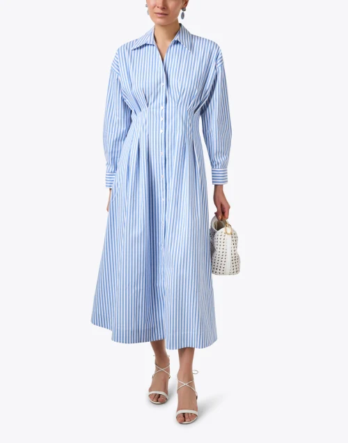 Sutton Blue and White Striped Shirt Dress