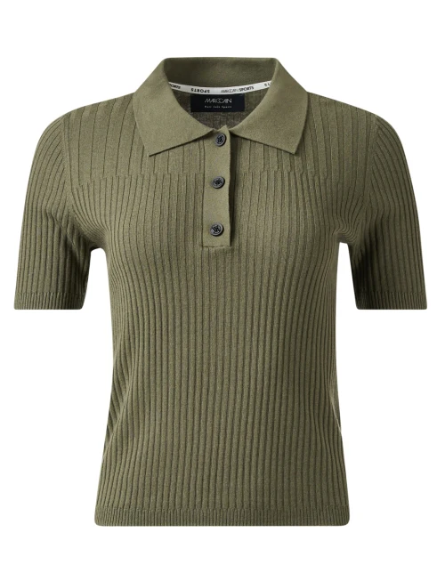 Green Ribbed Polo Top