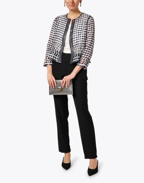 Navy and White Woven Cotton Jacket
