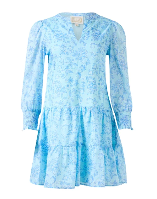 Blue Floral Cotton Tunic Dress