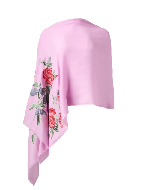 Lilac Peony Embellished Wool Scarf