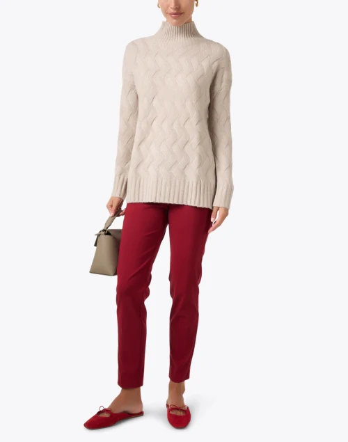 Red Control Stretch Pull On Ankle Pant