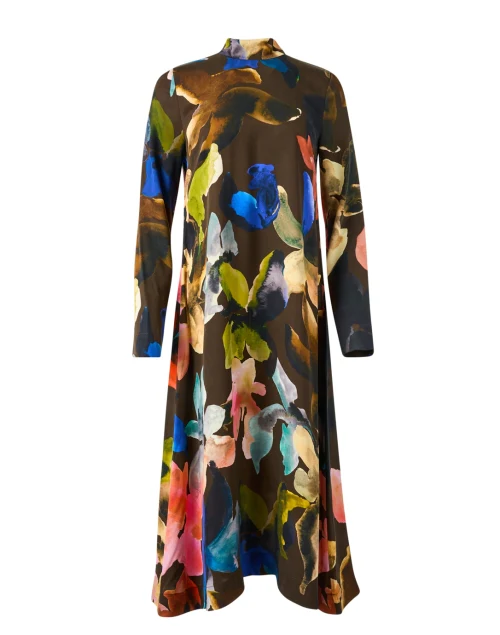 Brown Multi Floral Print Dress