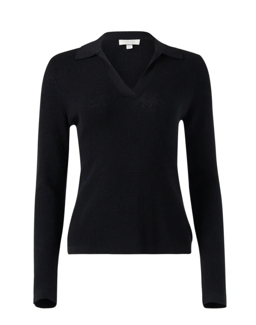 Black Thermal Polo Sweater