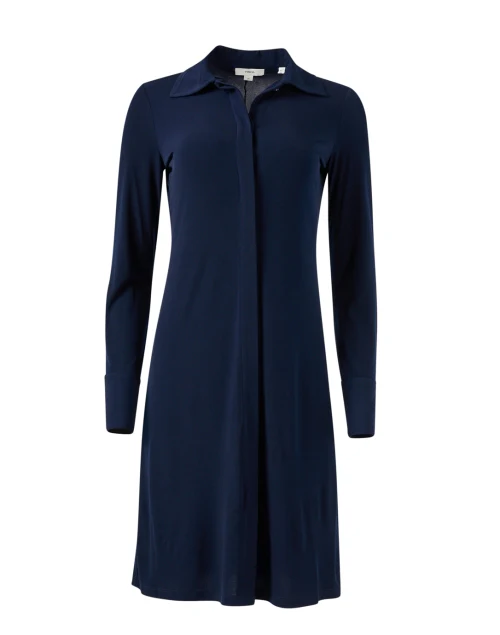 Navy Knit Polo Dress