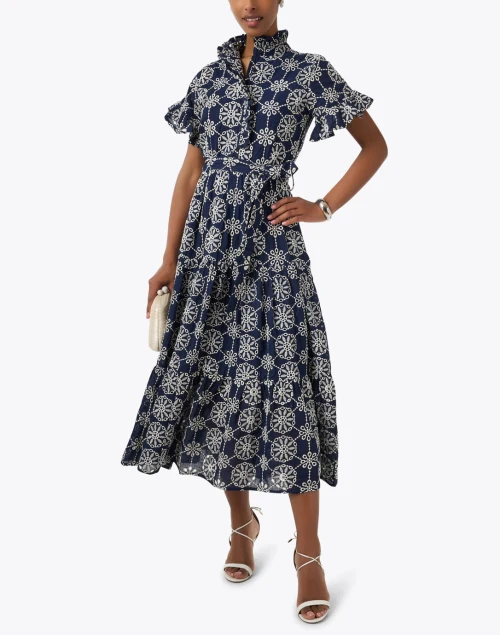 Sadie Navy Cotton Eyelet Dress