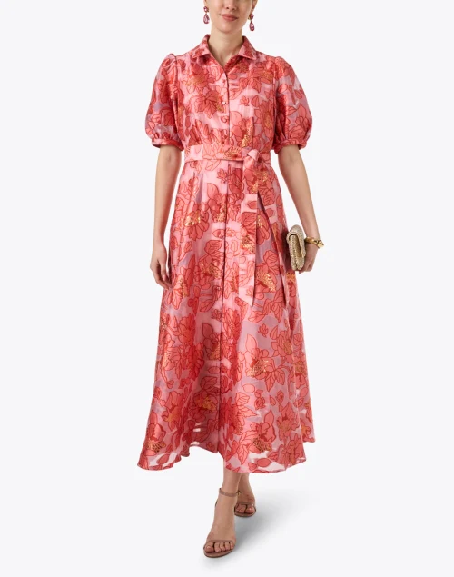 Charlotte Pink Floral Jacquard Dress