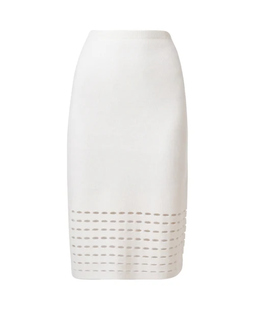 White Cutout Cashmere Skirt