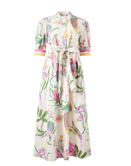 Daffodil White Multi Floral Print Cotton Dress