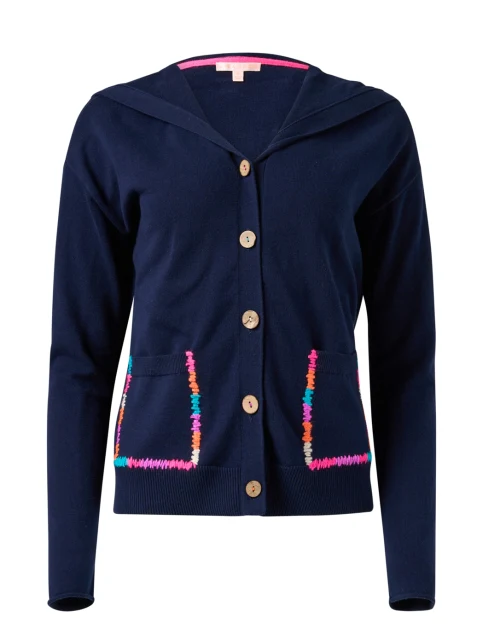 Navy Contrast Stitch Cardigan