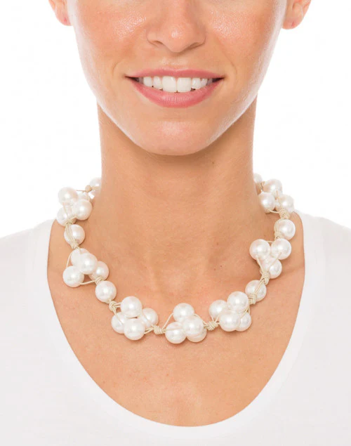 White Pearl Woven Necklace
