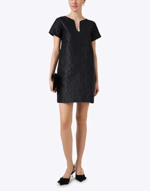 Lulu Black Satin Jacquard Dress