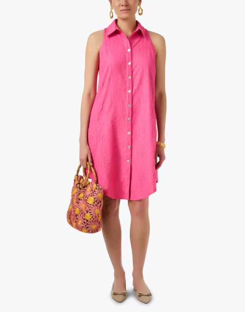 Swing Pink Textured Shirt Dress