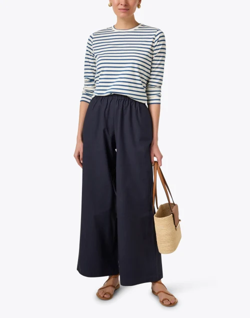 Navy and White Striped Top