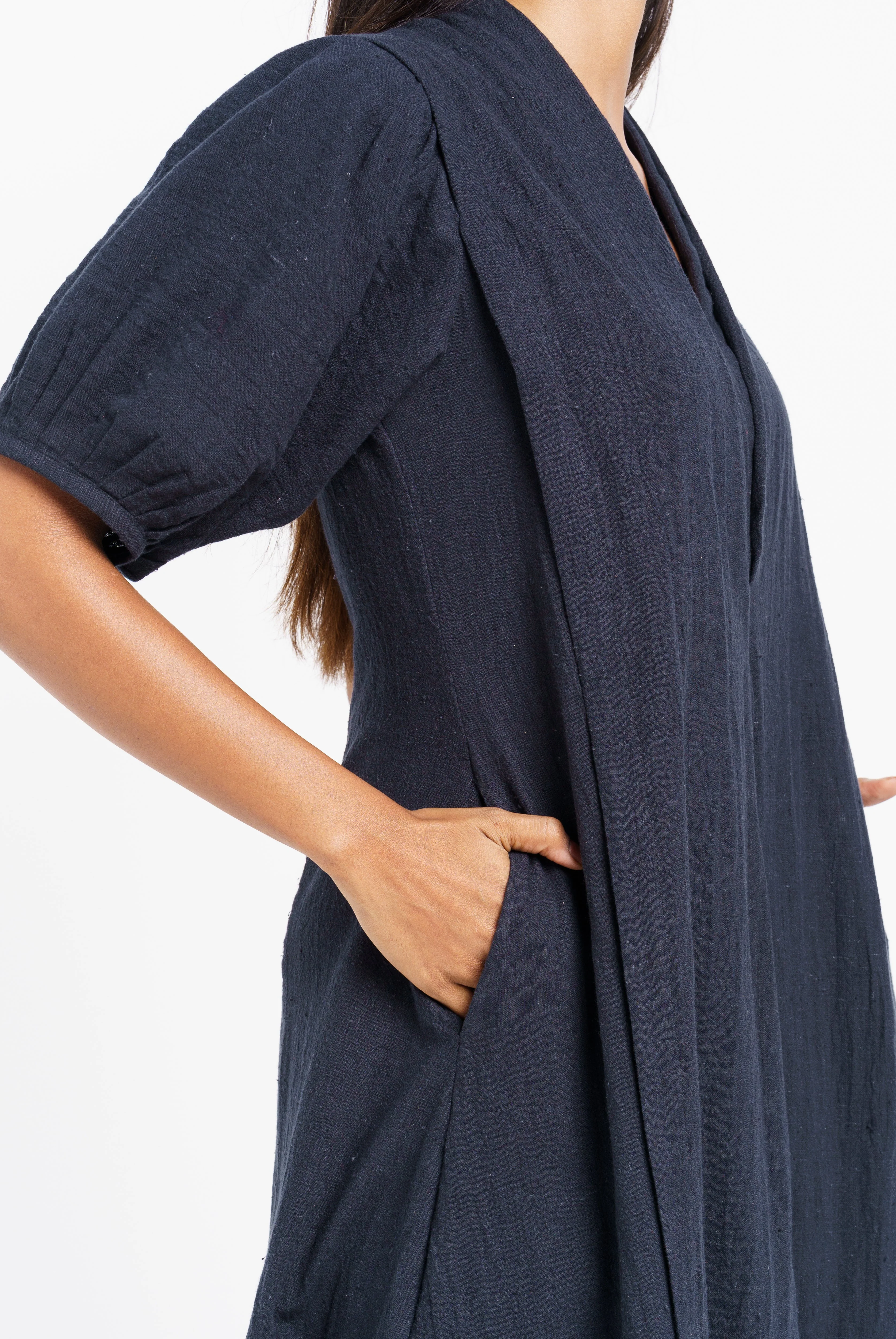 A Classic Ink Black Midi Dress