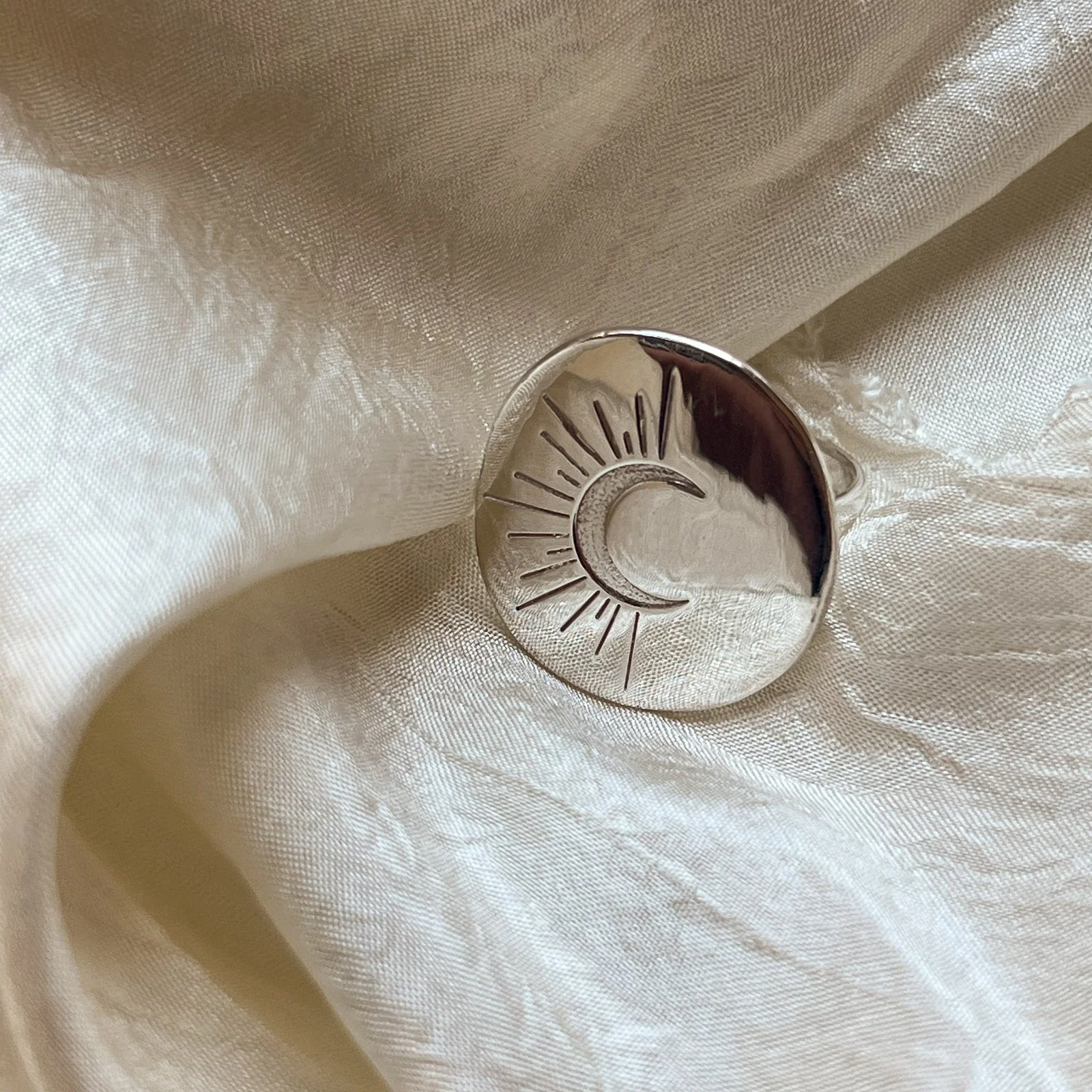 Nocturne Silver Crescent Moon Ring