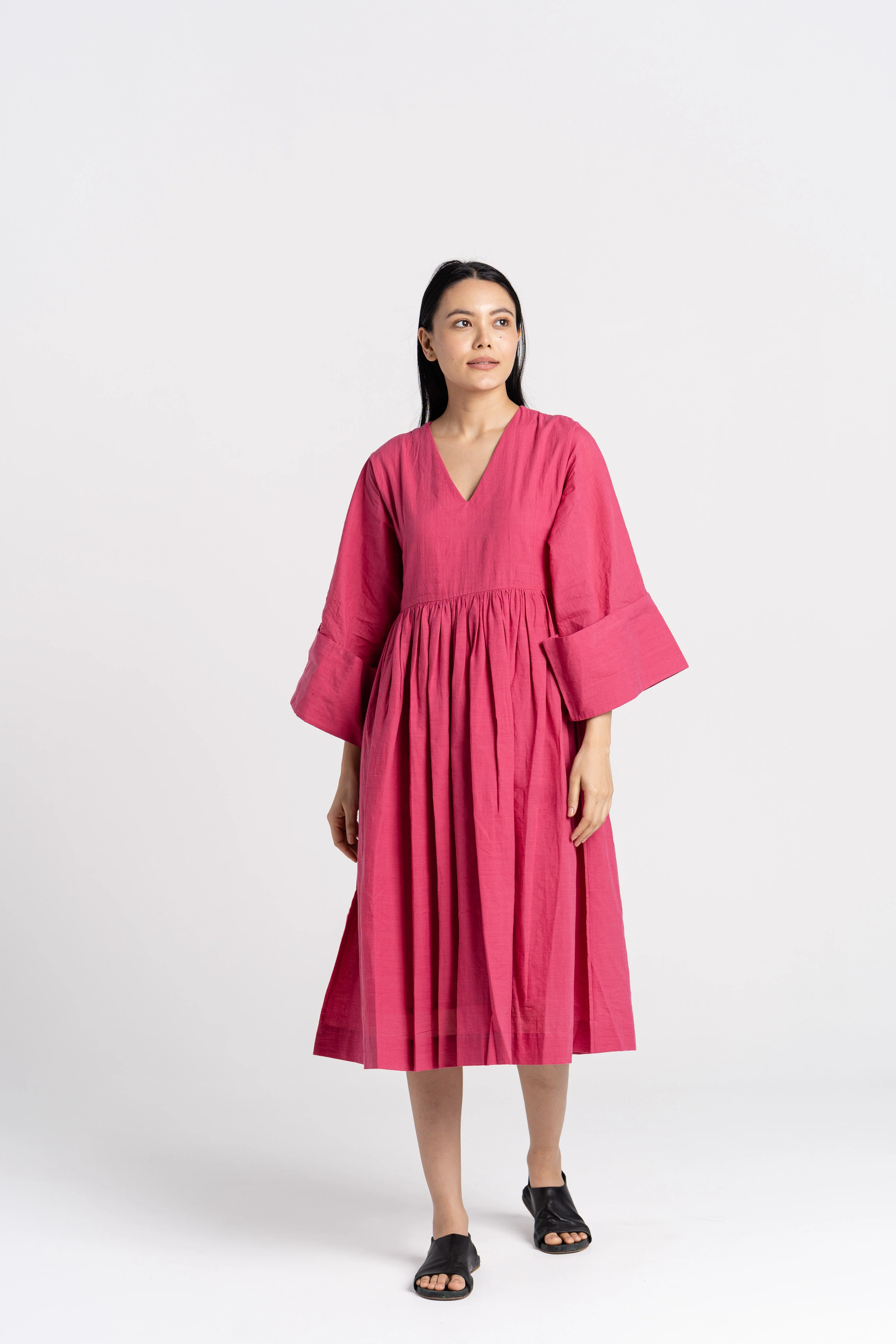 Rose Gathered Midi Dress