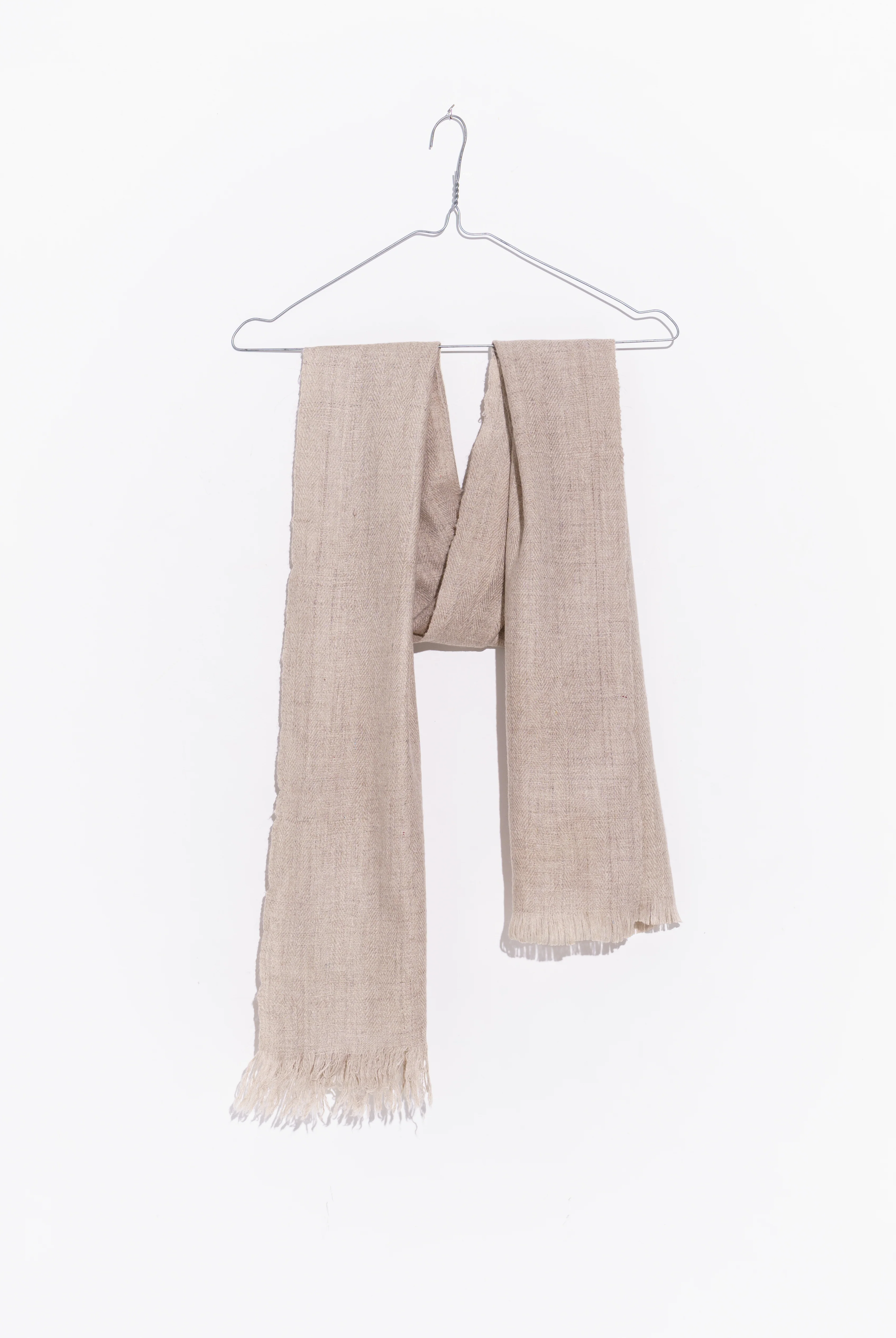 Ecru solid cashmere stole