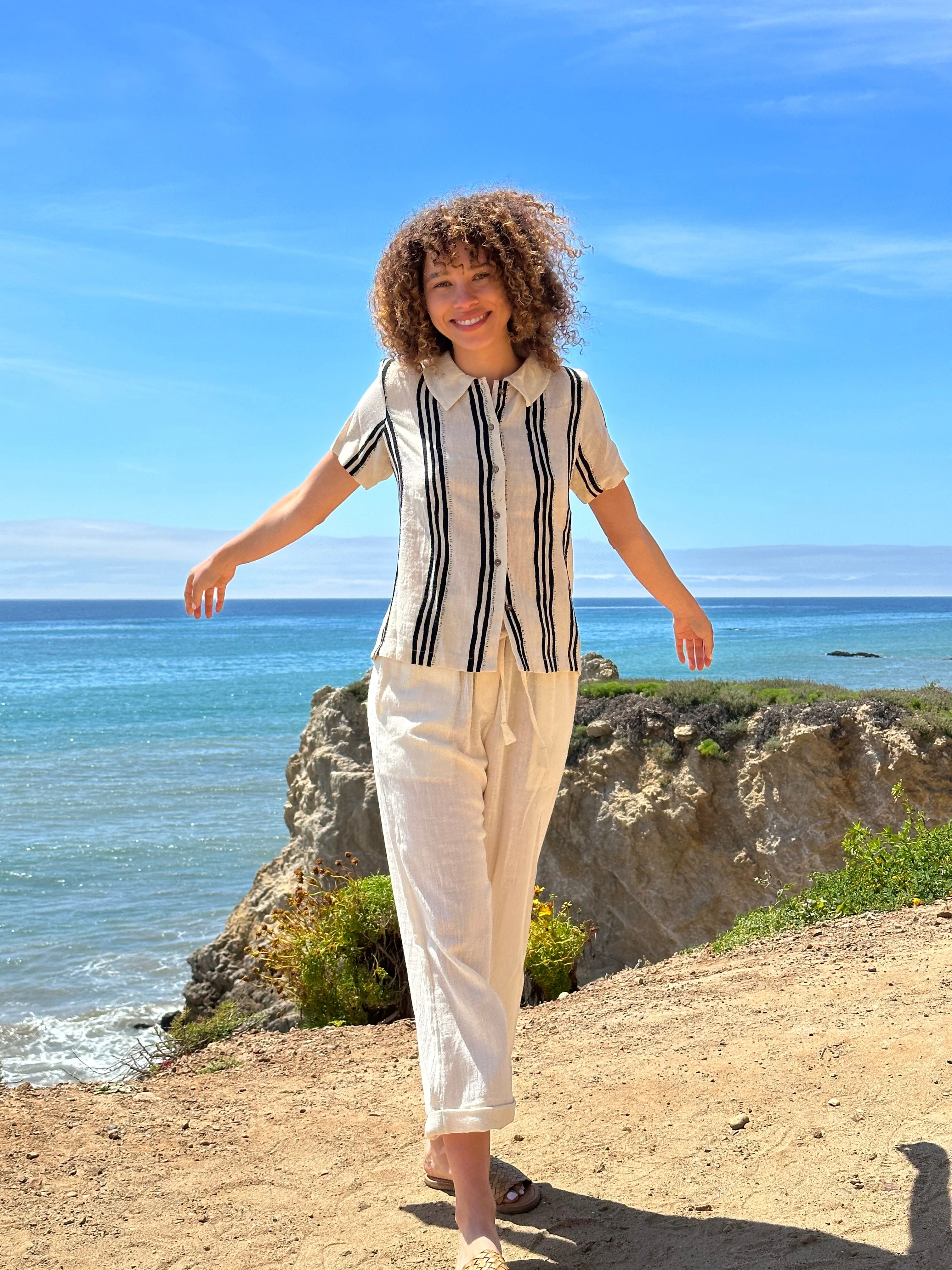 Hand Embellished Striped Shirt