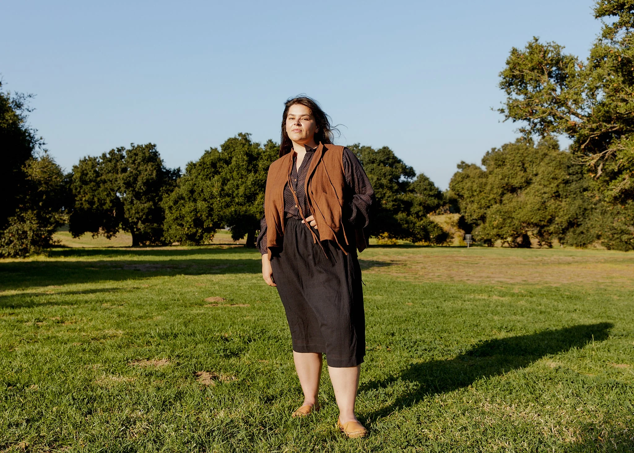 Chocolate brown Extended organic waistcoat