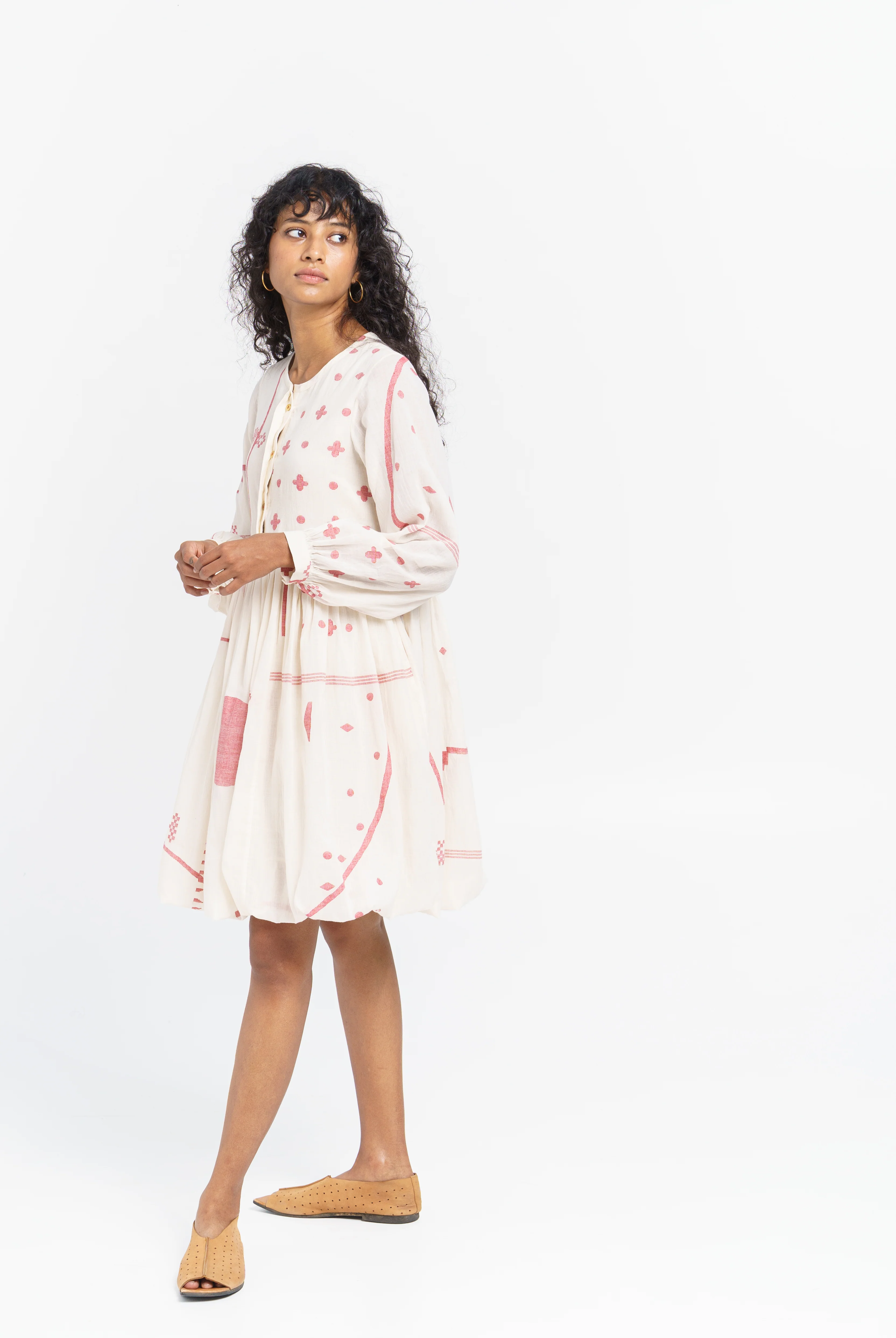 Fit and flare gathered dress