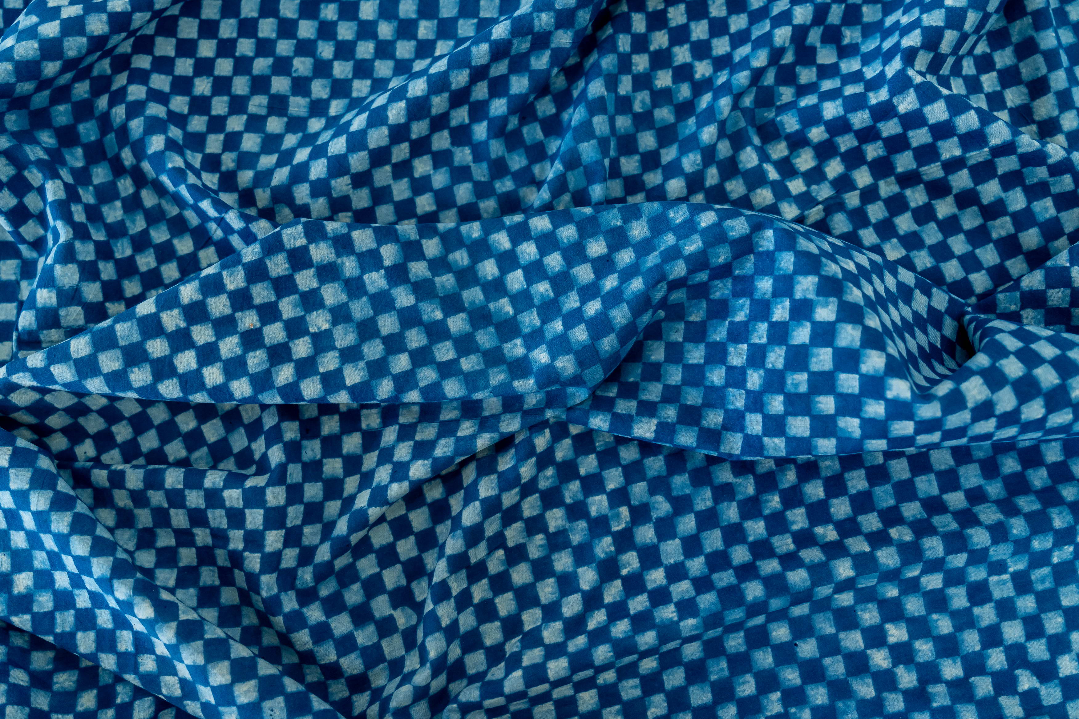 Lightweight Indigo Checkered Duster Jacket