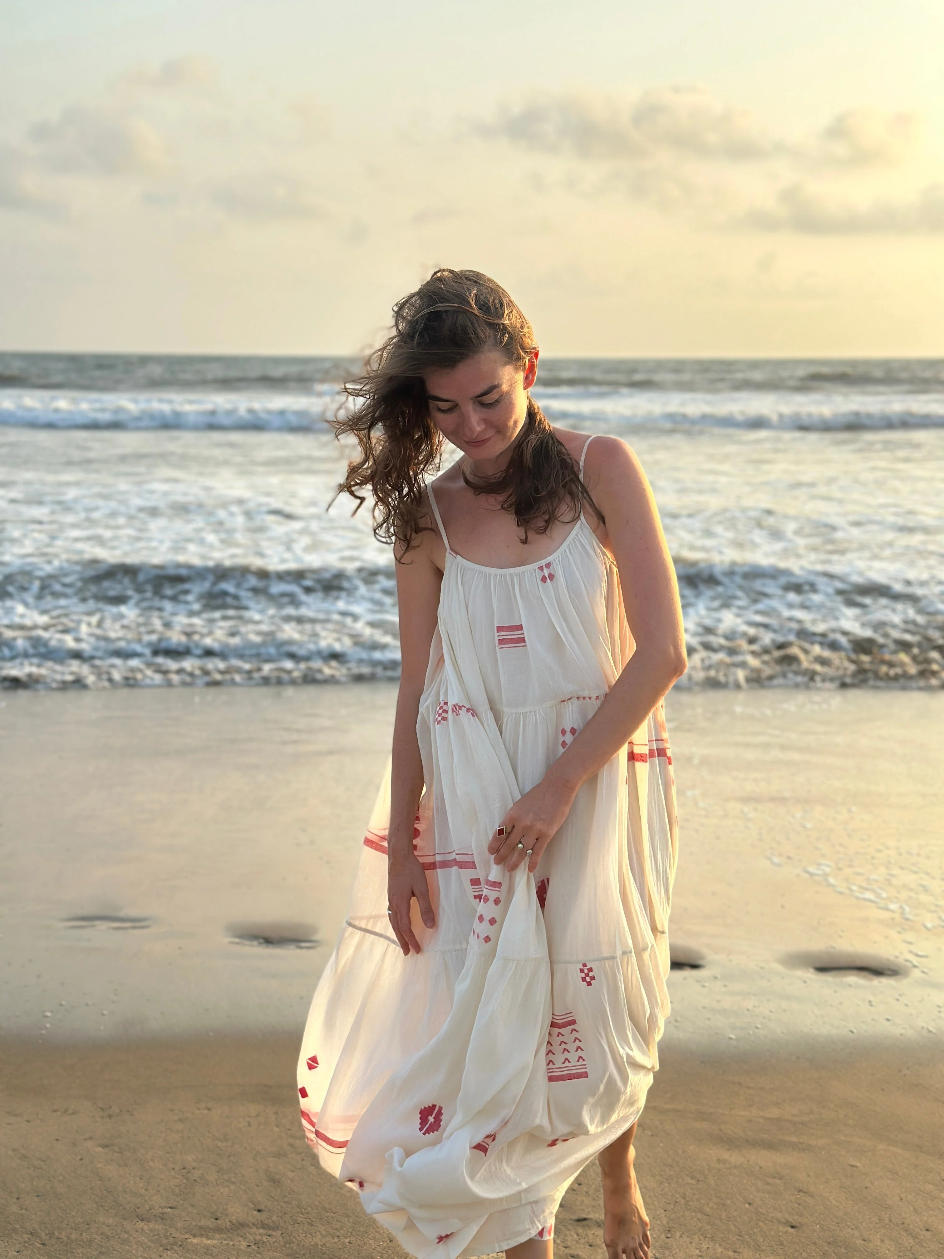 Ruffle Tiered Handwoven Slip Dress