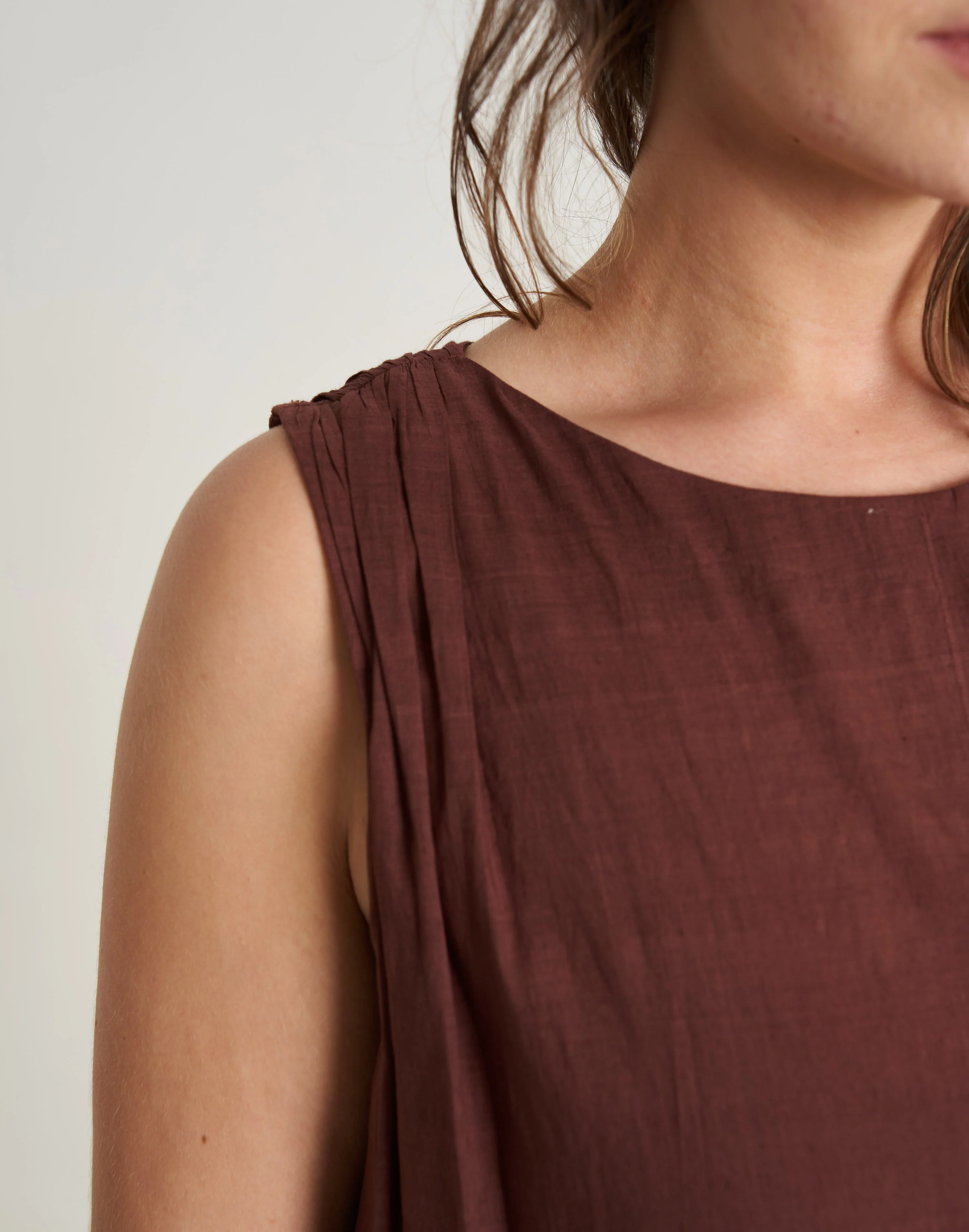 Cocoa Brown Pleated Twirl Dress