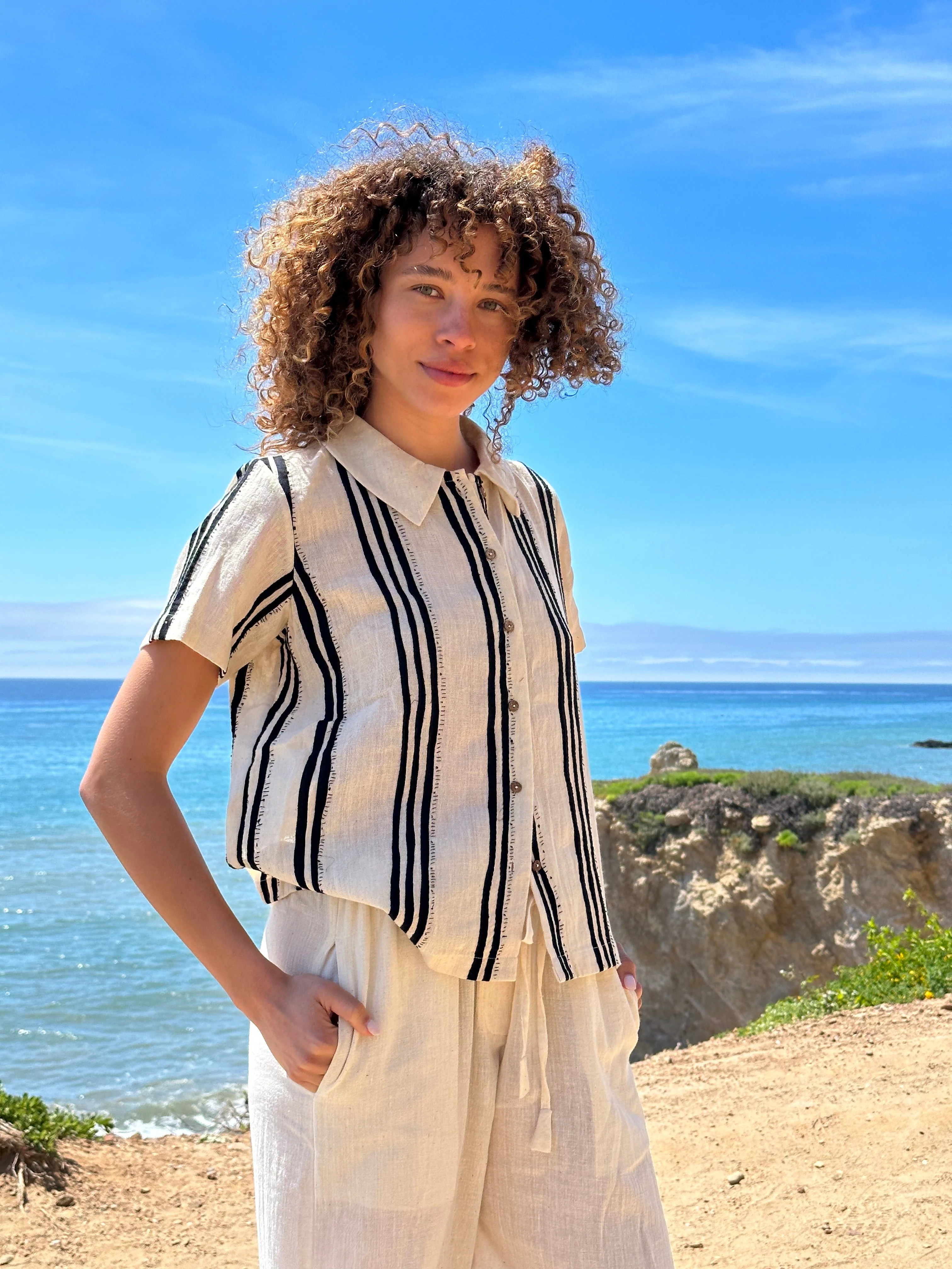 Hand Embellished Striped Shirt