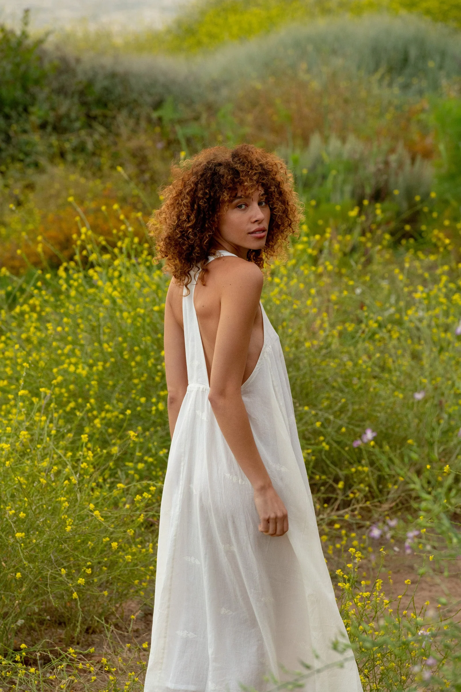 Off White Halter Neck Dress for Summer