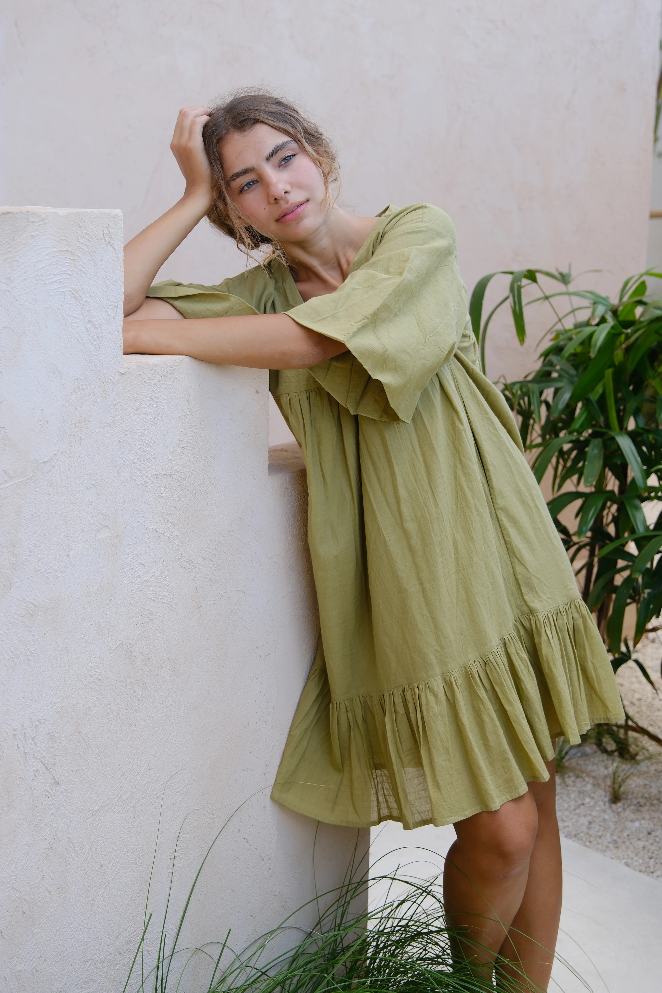 Olive Green Day Dress