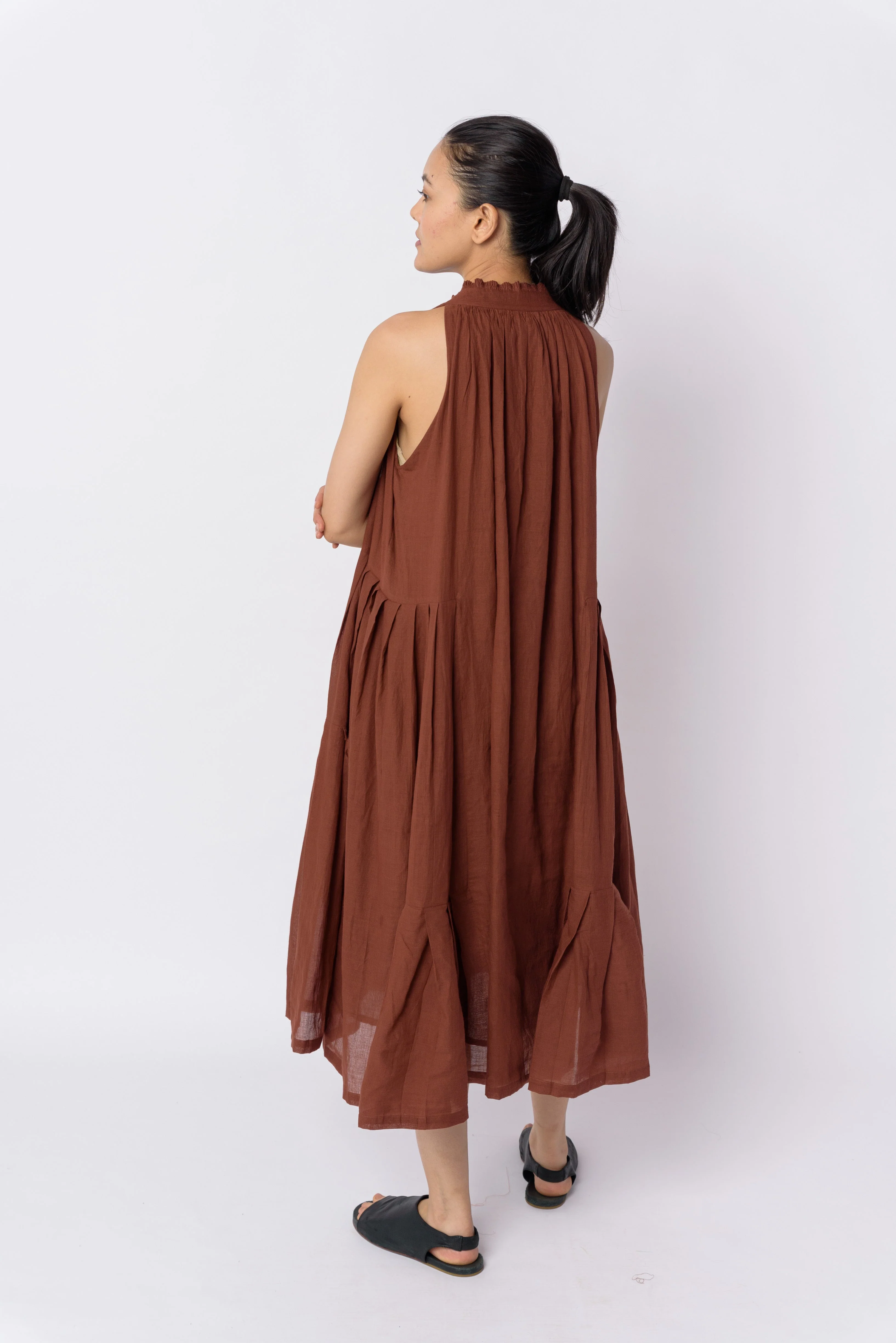 Toasted brown midi dress