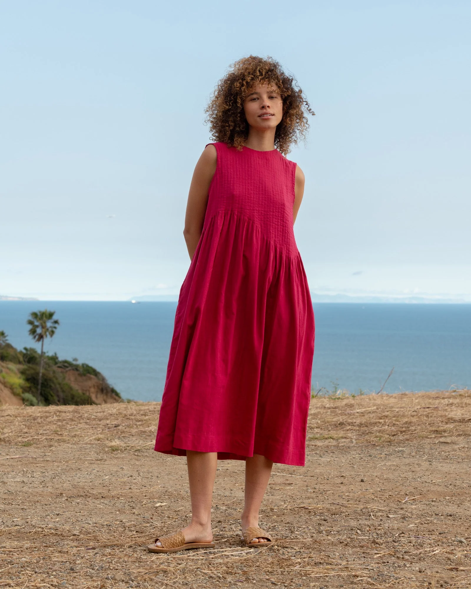 Fuchsia Pink Pleated Dress