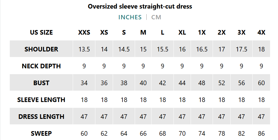 Oversized sleeve straight-cut dress